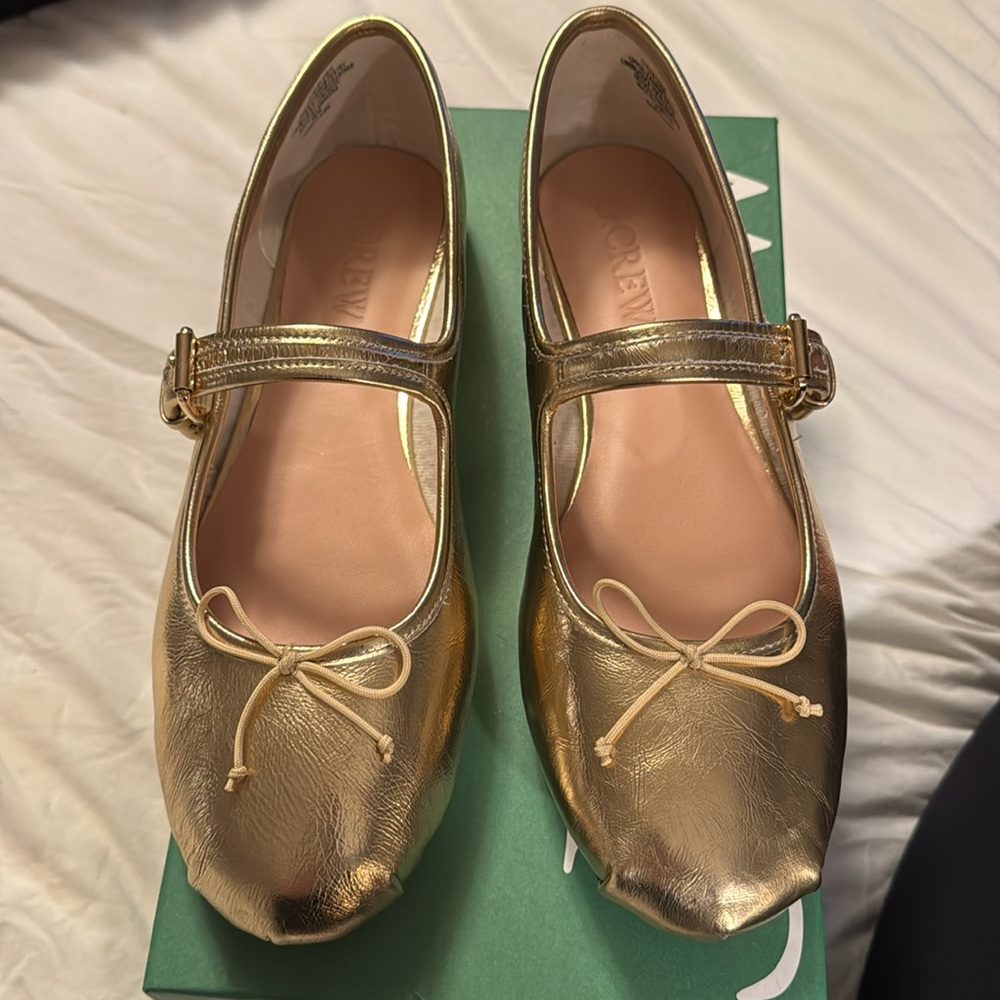 J.Crew Logan Mary Jane ballet flats shoes
crinkled metallic leather CC021 - Picture 5 of 12